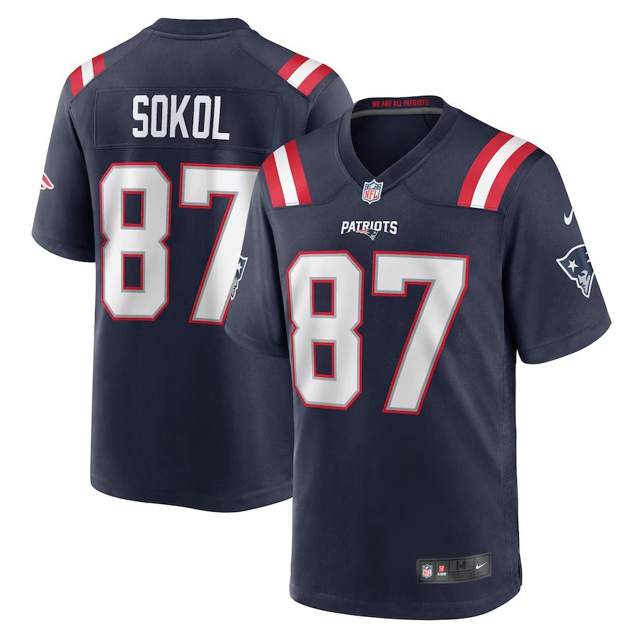 Men New England Patriots 87 Matt Sokol Nike Navy Game Player NFL Jersey